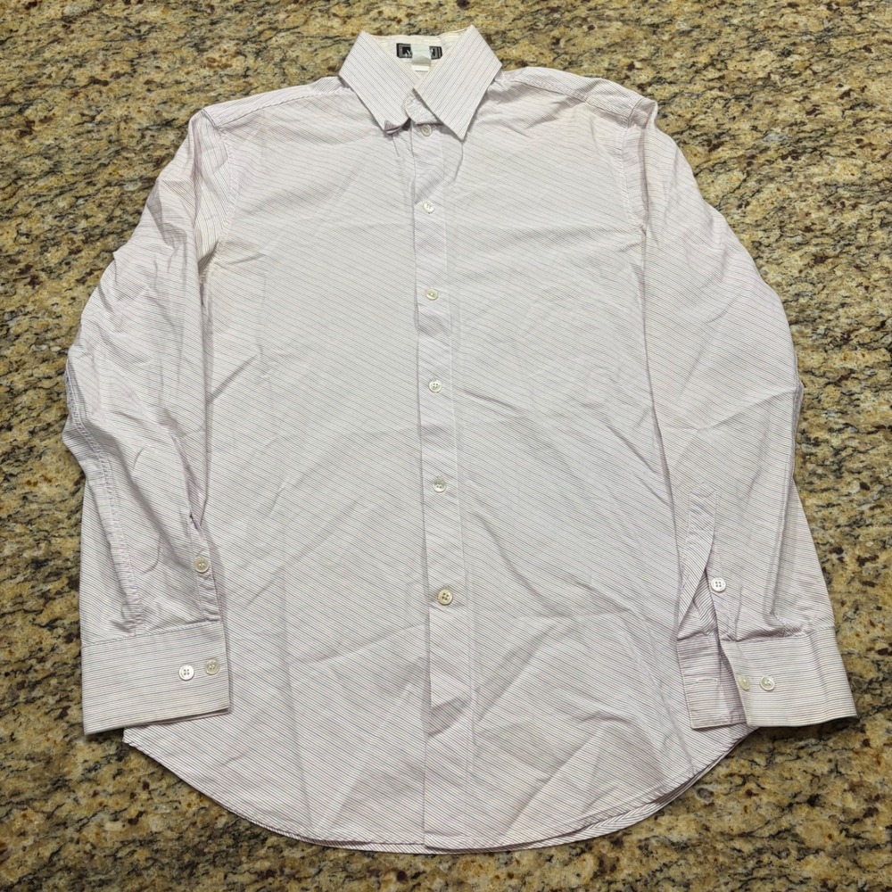 Gianni Versace Mens Striped Button Down Shirt M Made in Italy Purple Blue ws